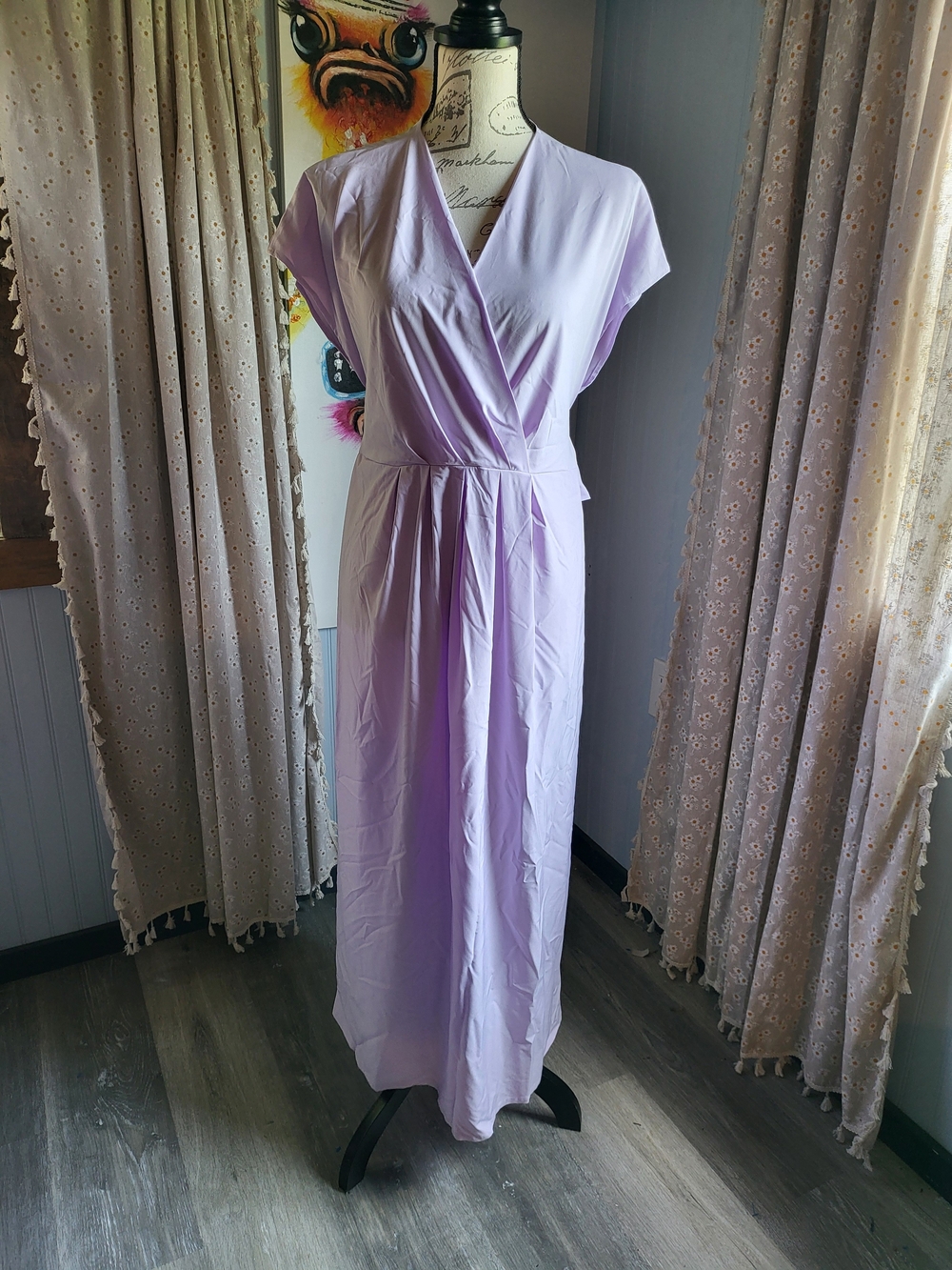 NWT Halara Breezeful Lavender V Neck Tie Back Midi Dress XL 16